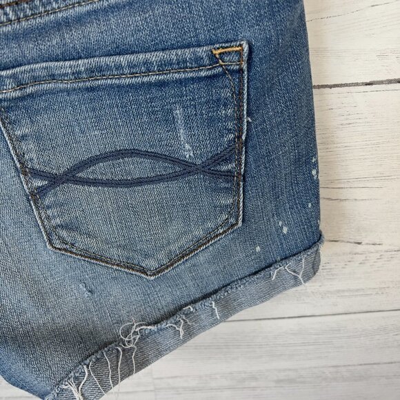 Abercrombie & Fitch Shorts Womens Size 25 Denim Distressed Cotton Blend Cut Off - Picture 13 of 14
